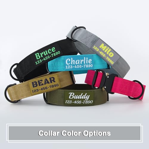 Personalized Tactical Dog Collar Custom with Name and Phone Number