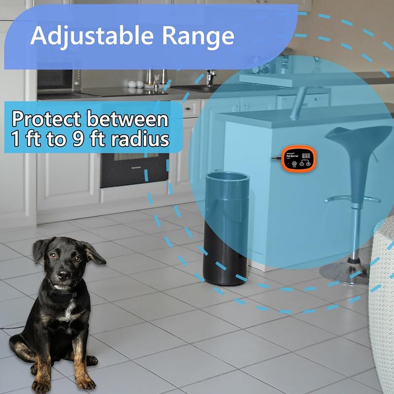 Indoor Wireless Pet Barrier System with Rechargeable Training Collar