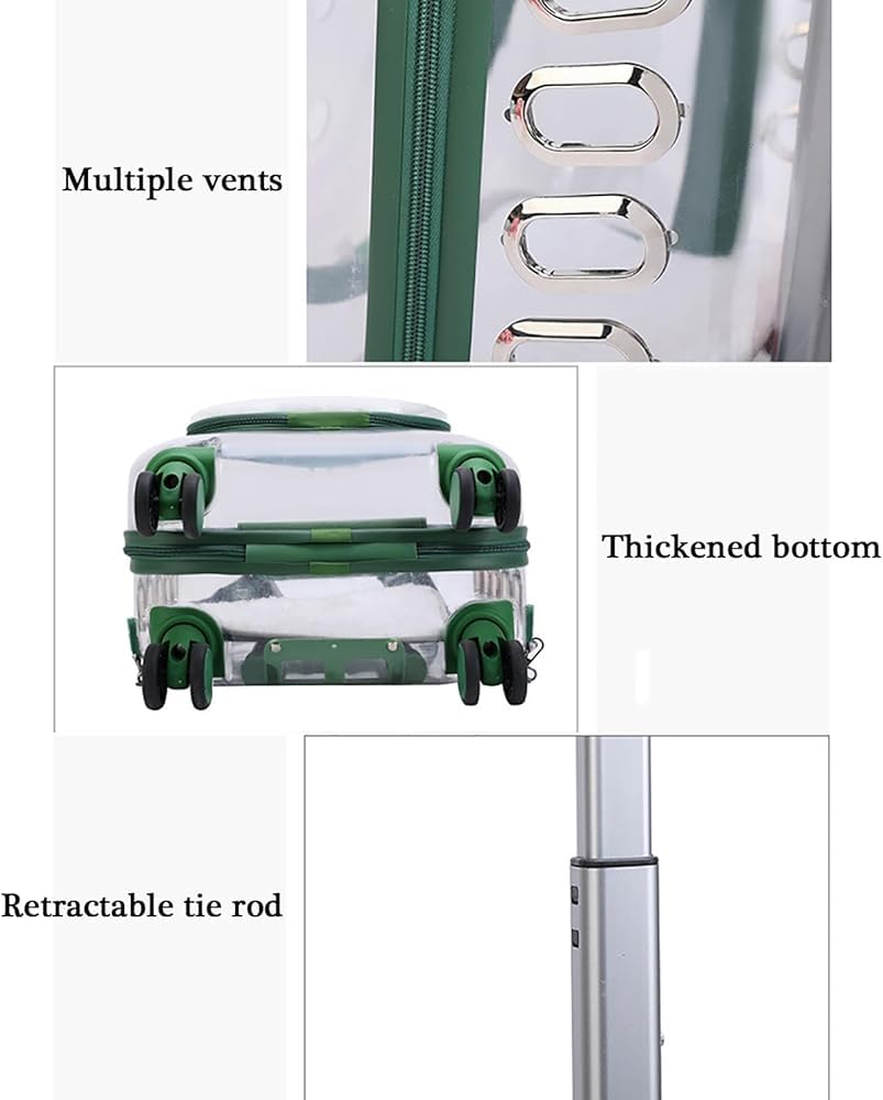 Clear Pet Trolley Carrier with Universal Wheels for Cats & Puppies