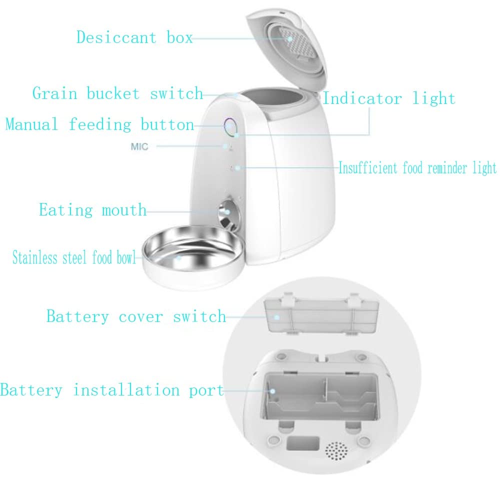 Smart Automatic Pet Feeder with Video Monitor & Slow Feed Bowl, 2L