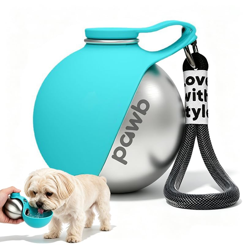 Pawb Pet Bottle Stainless for Small Dogs and Puppies Foldable Silicone Bowl