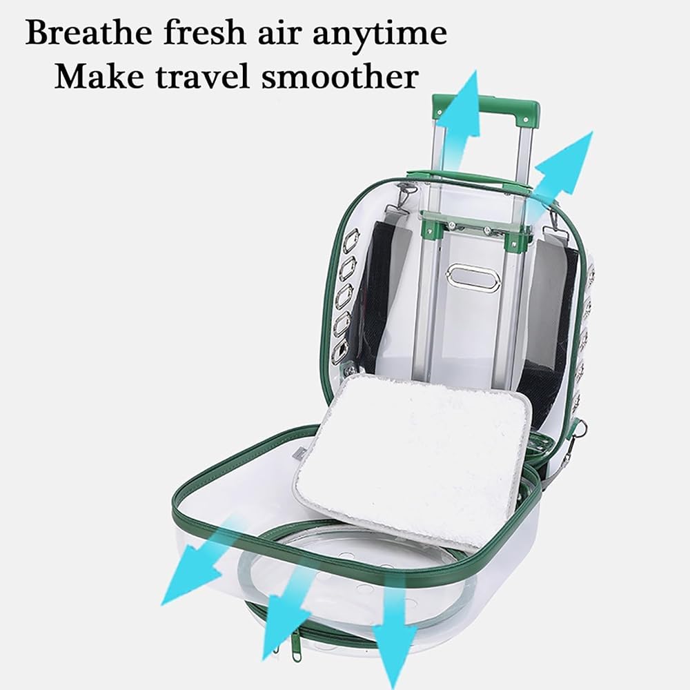 Clear Pet Trolley Carrier with Universal Wheels for Cats & Puppies