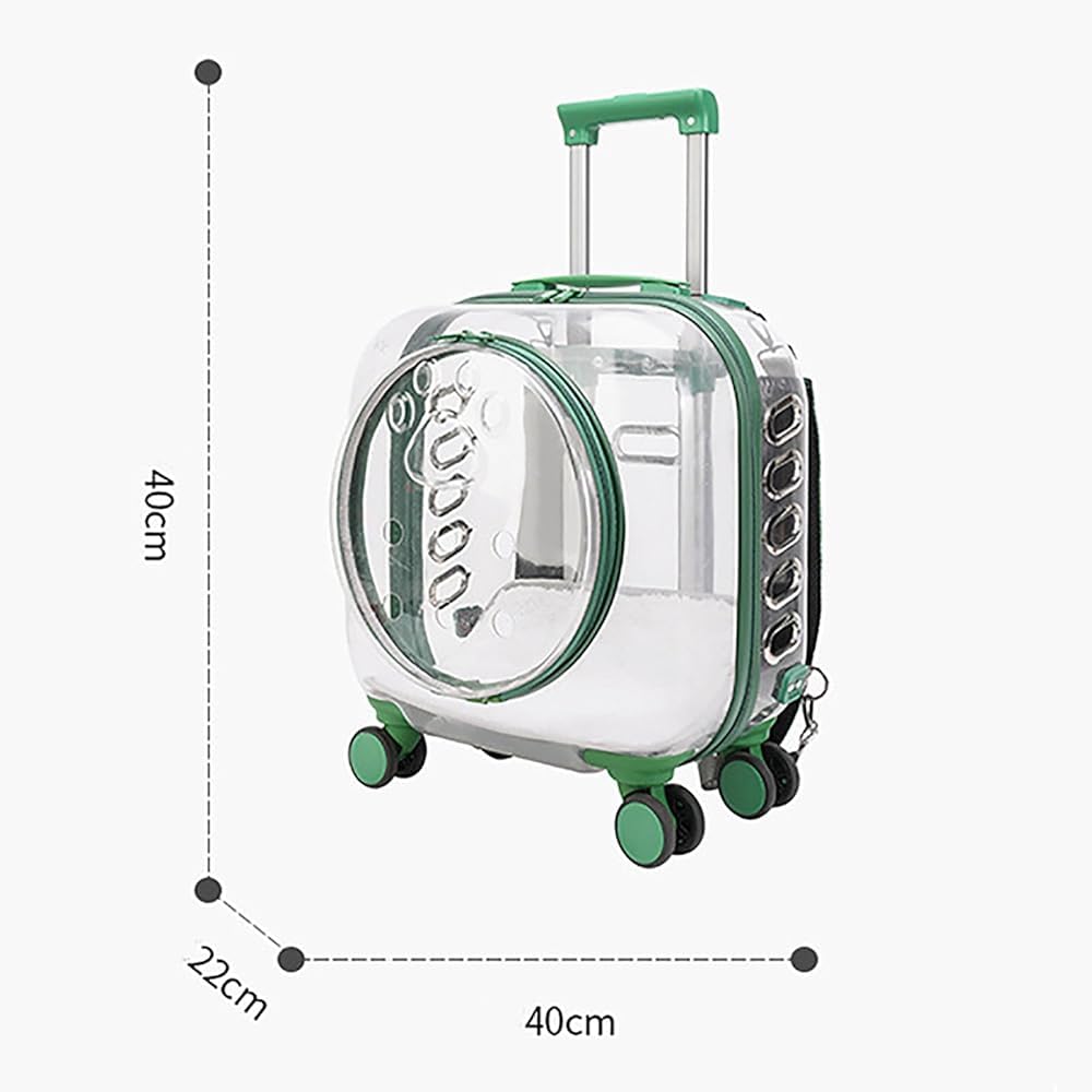 Clear Pet Trolley Carrier with Universal Wheels for Cats & Puppies