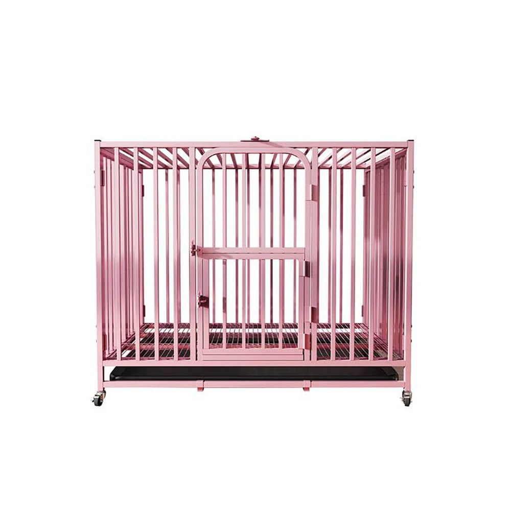 110cm Metal Dog Crate with Folding Design & Toilet Tray