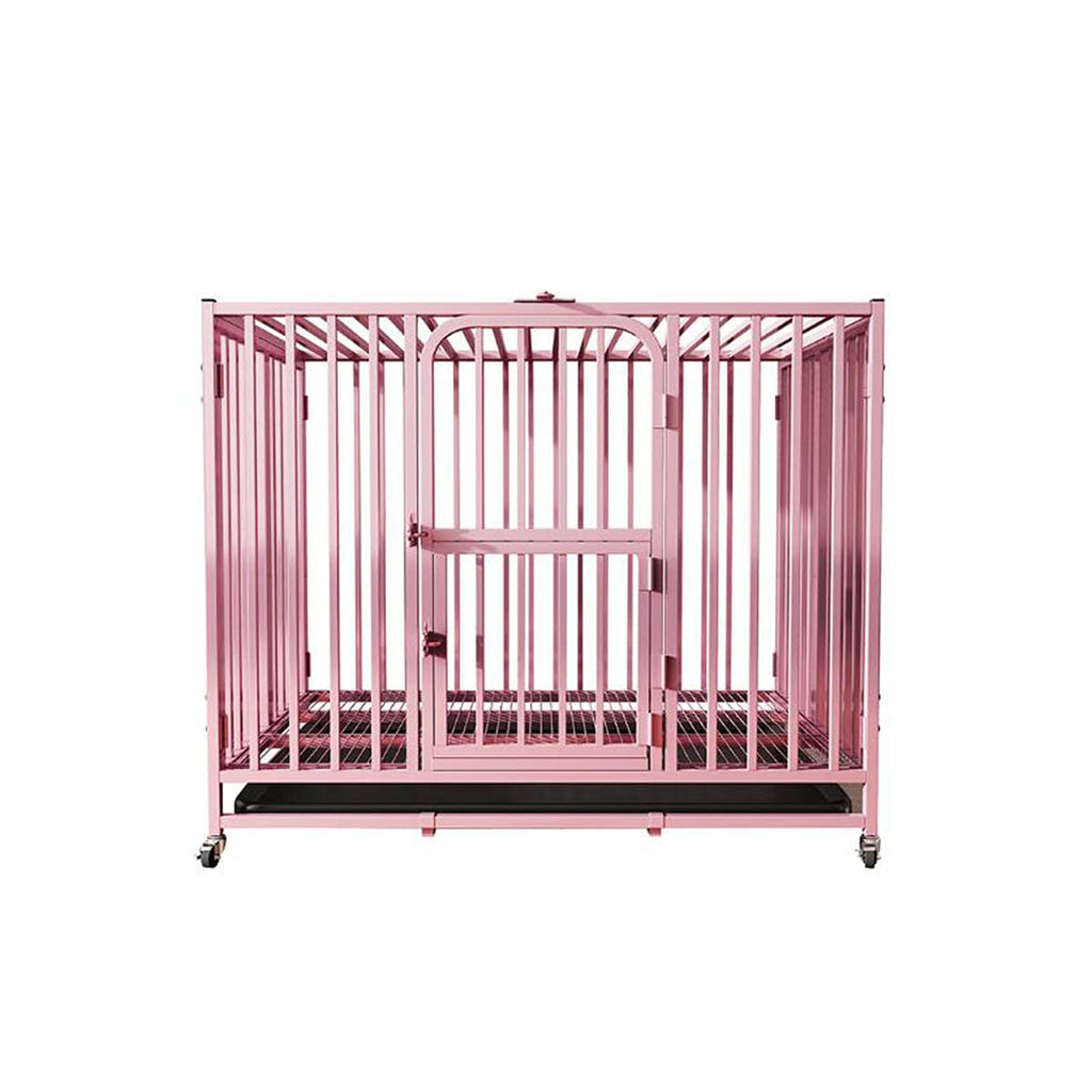 110cm Metal Dog Crate with Folding Design & Toilet Tray