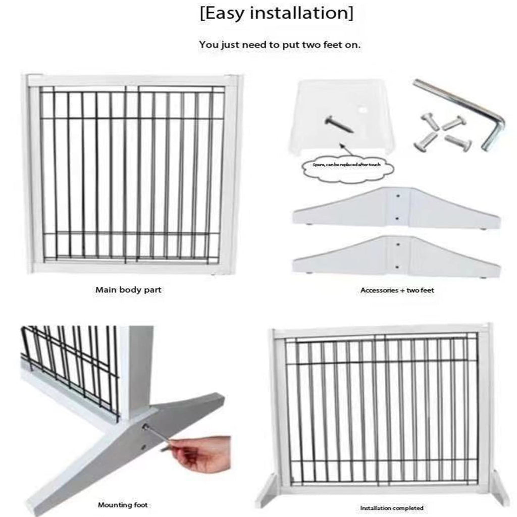 Freestanding Wooden Pet Gate for Doorways, Stairs & Indoor Spaces