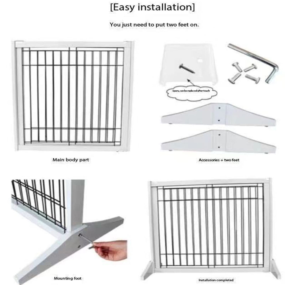 Freestanding Wooden Pet Gate for Doorways, Stairs & Indoor Spaces