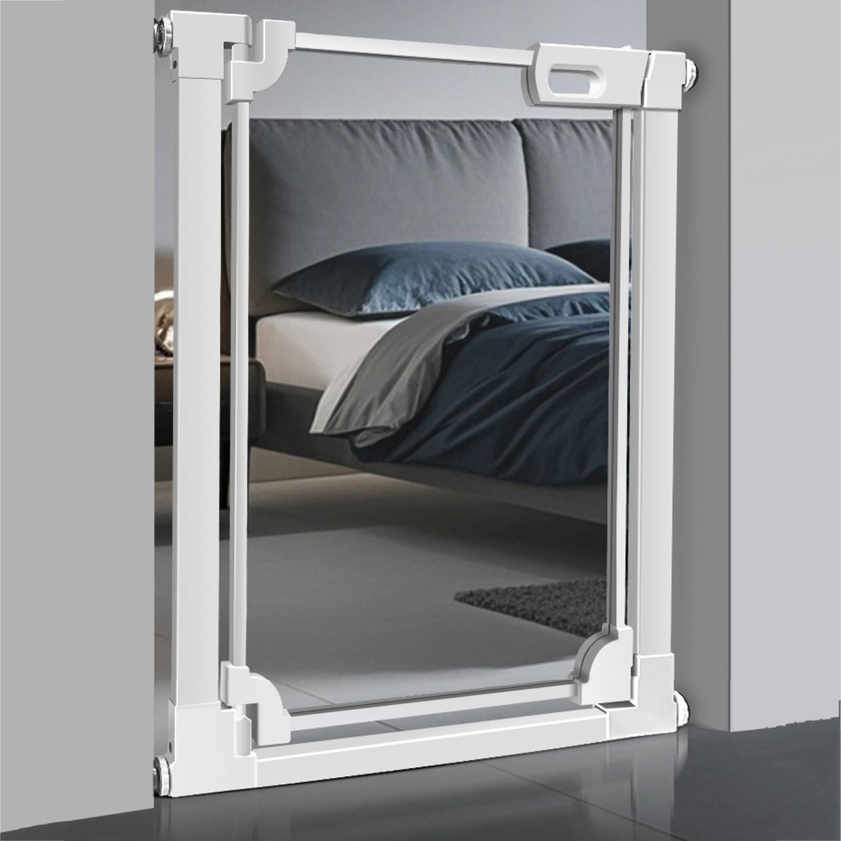 Clear Acrylic Pet Gate with Auto-Close & Hold Open Feature