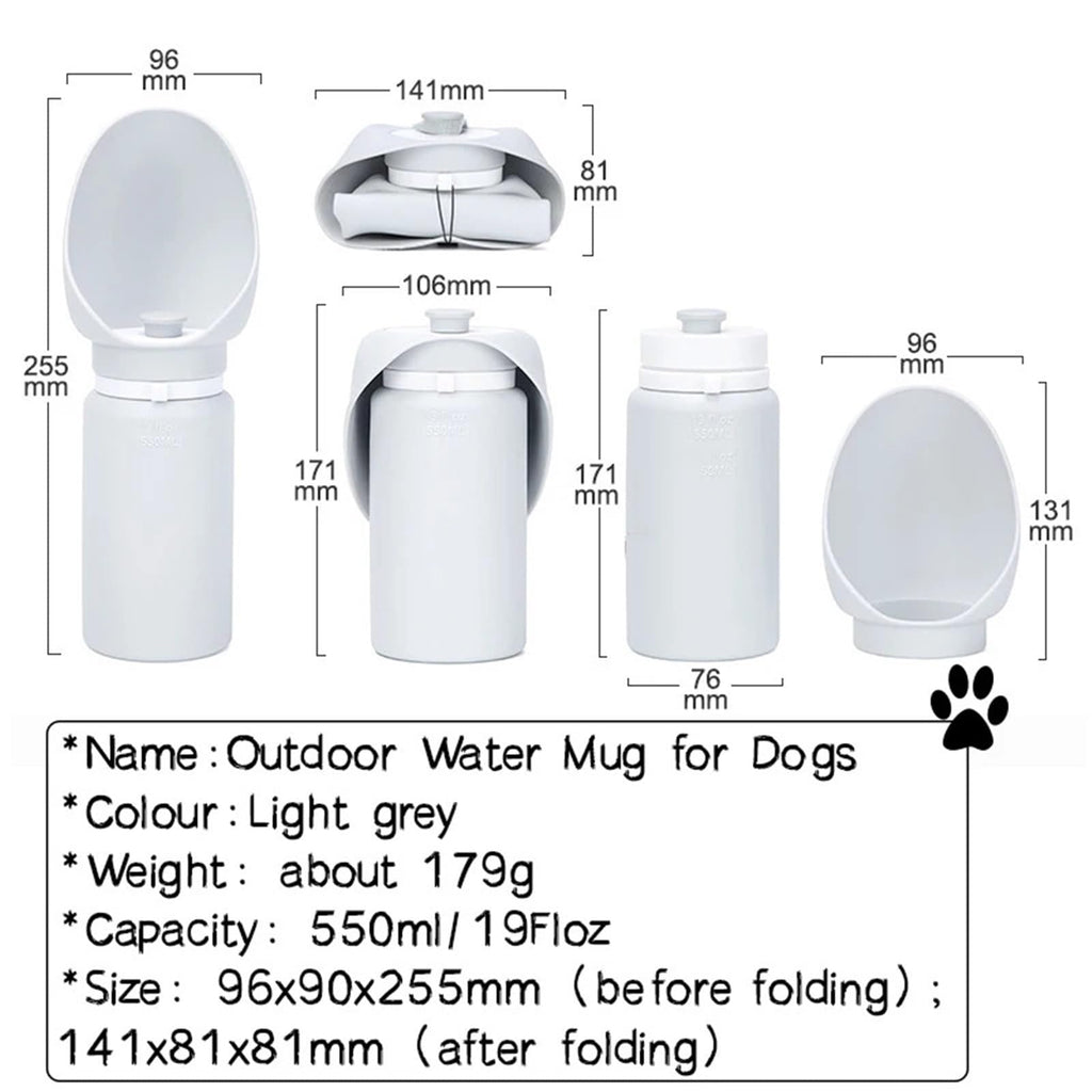 Portable Foldable Pet Water Bottle for Dogs and Cats-550ml Silicone Feeder