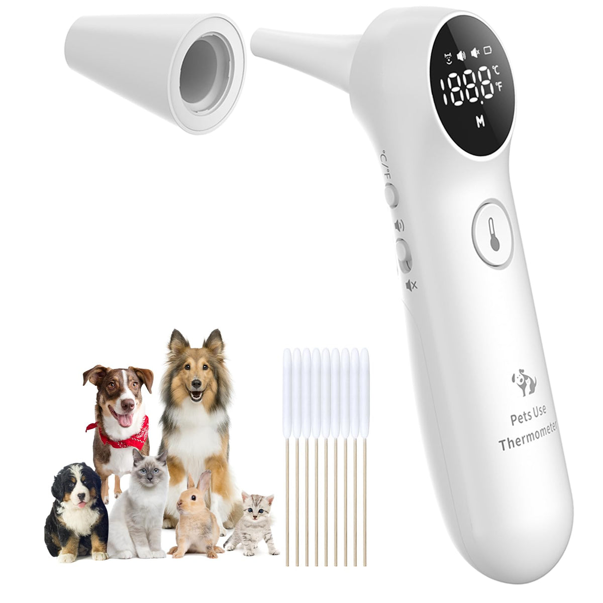 Pet Ear Thermometer for Dogs, Cats & Livestock with 1-Second Measurement