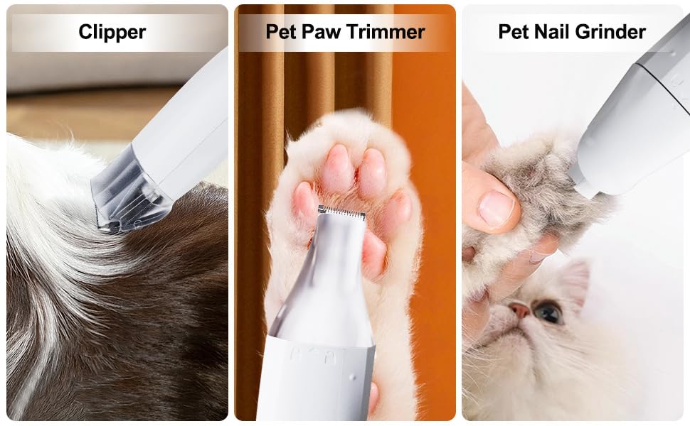 Pet Grooming Vacuum Kit with Clipper, Nail Grinder & Deshedding Tools
