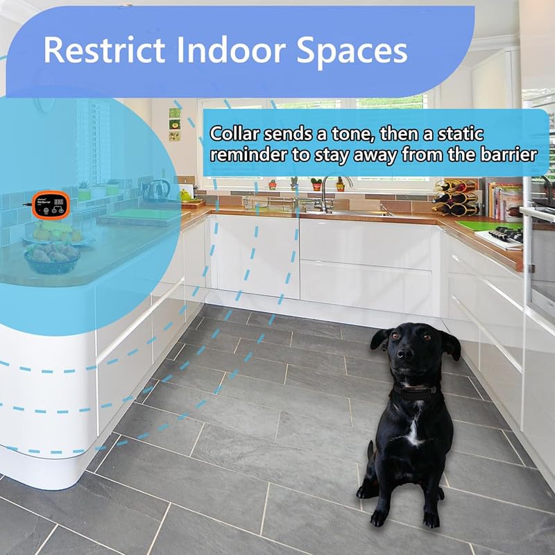 Indoor Wireless Pet Barrier System with Rechargeable Training Collar