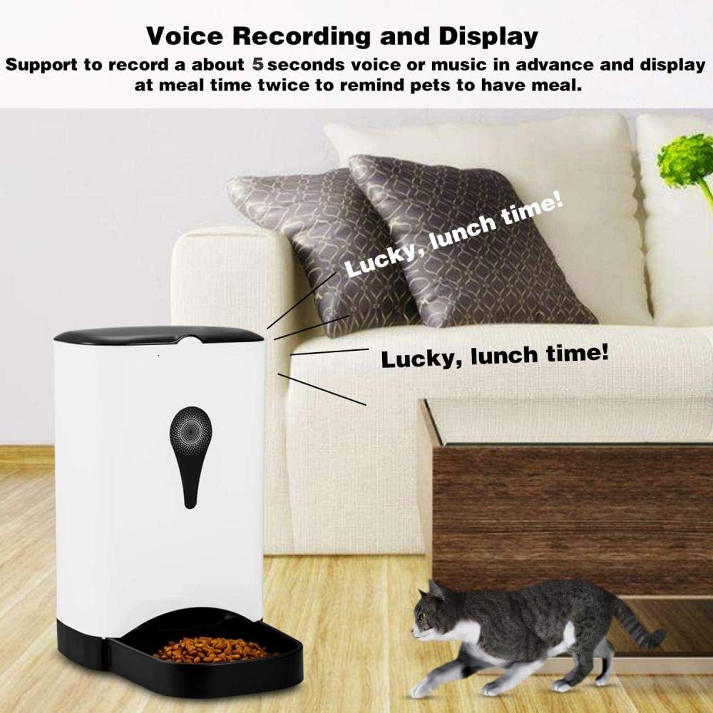 Smart Pet Feeder, 4.5 Liters, with Voice Recording Function.