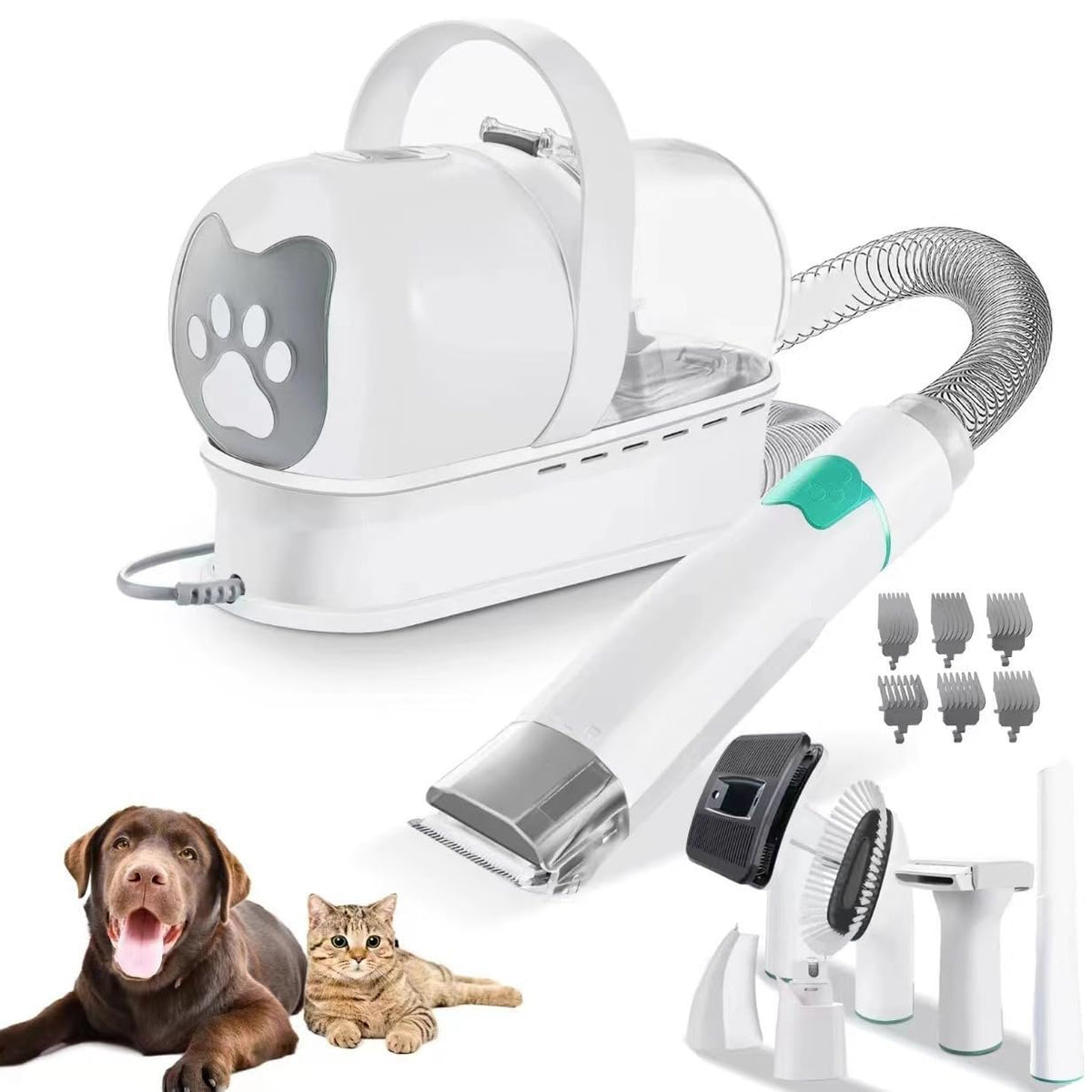 Pet Grooming Vacuum Kit with Clipper, Nail Grinder & Deshedding Tools