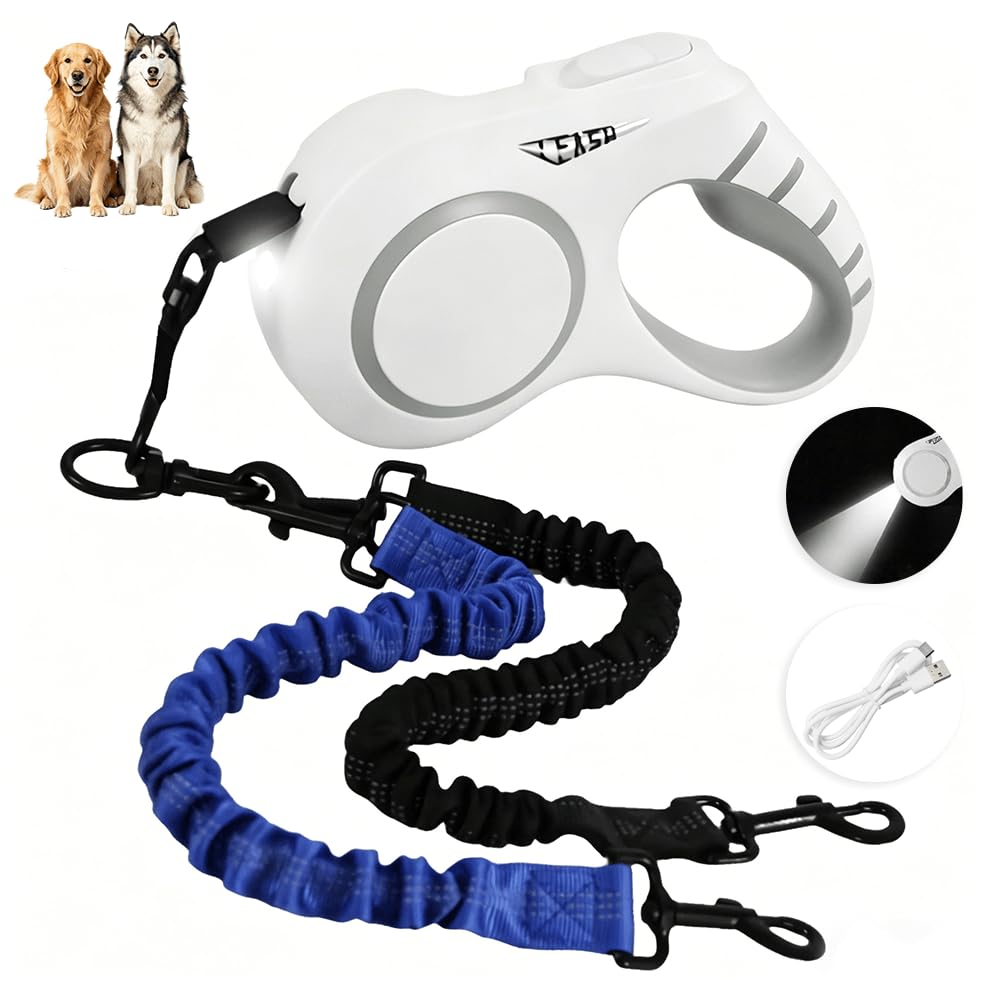 16.4ft LED Retractable Dog Leash with 360° Tangle-Free Design