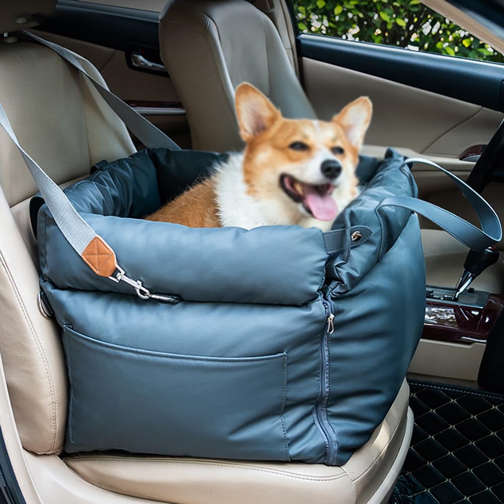 Leather Pet Car Seat with Non-Slip Washable Design for Long Drives