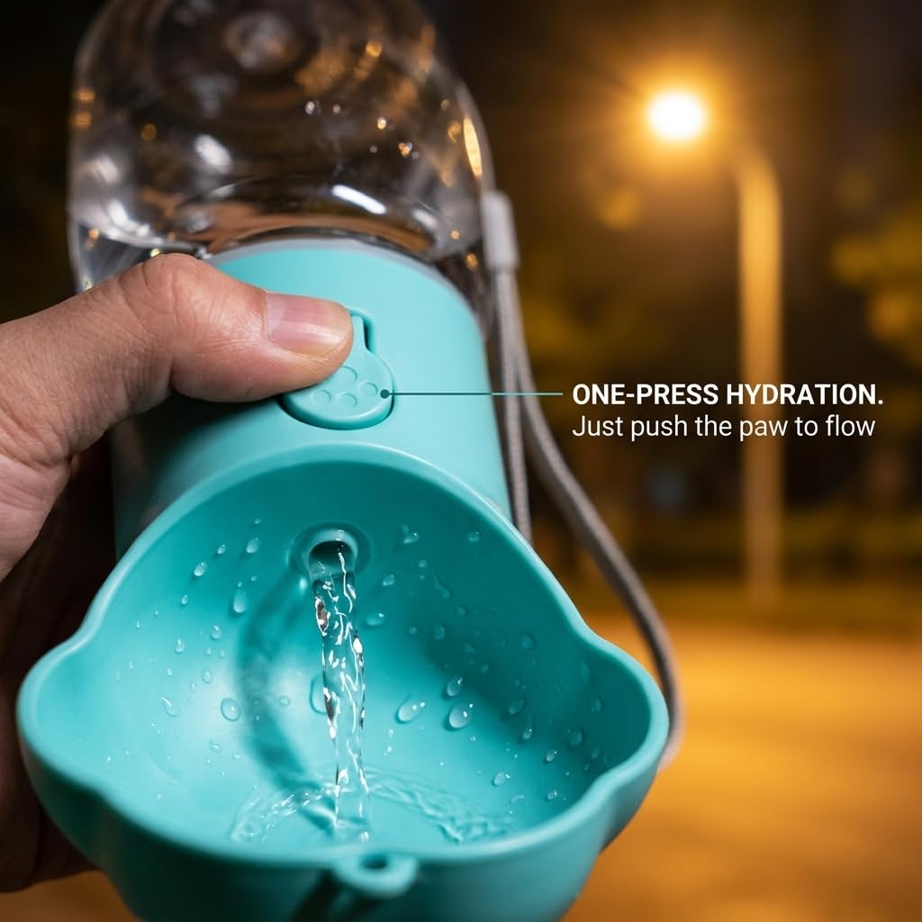 Portable Dog Water Bottle for Travel – 2-in-1 with Food Container