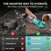 Portable Dog Water Bottle for Travel – 2-in-1 with Food Container