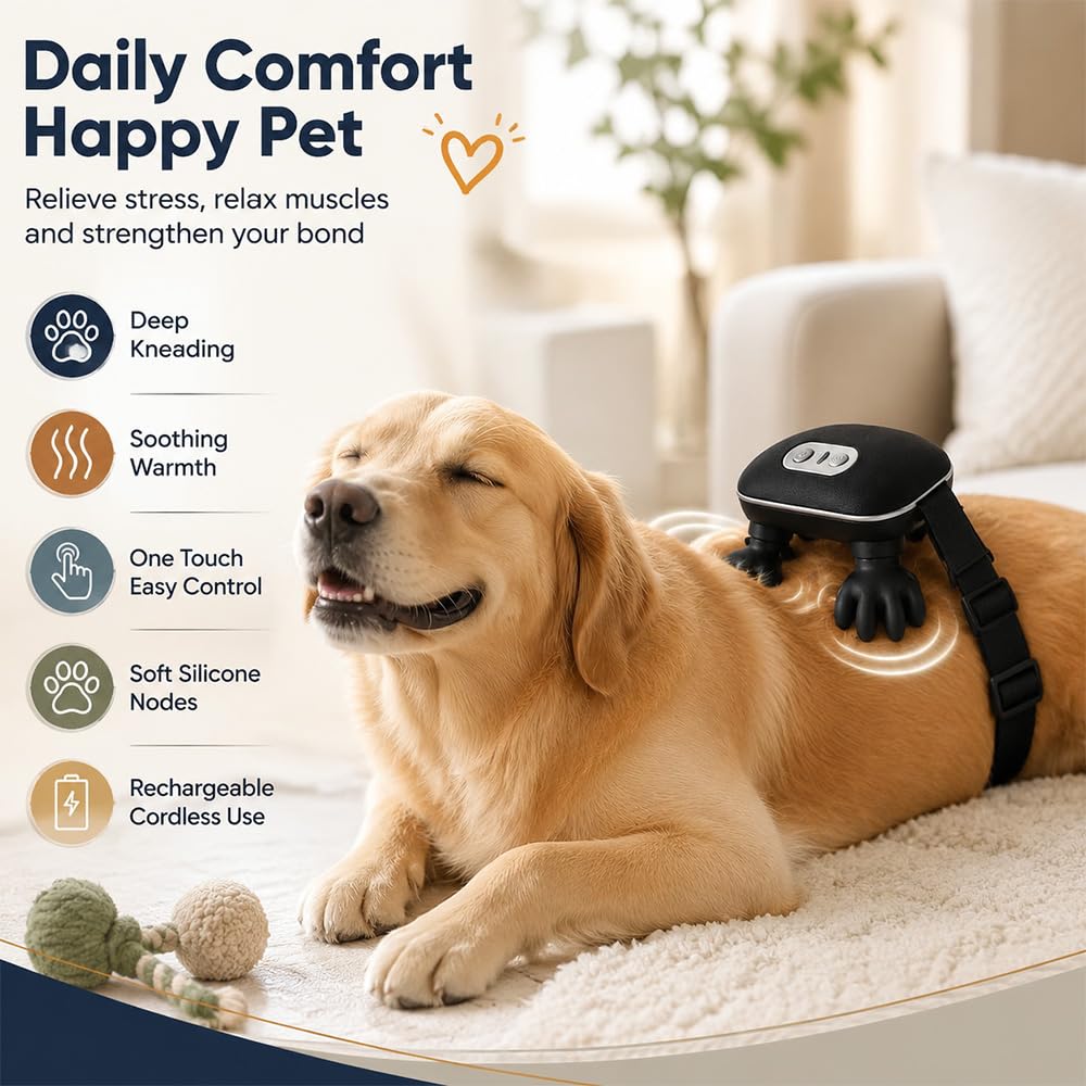 Automatic Pet Massager & Grooming Brush for Dogs & Cats, Stress Relief Tool