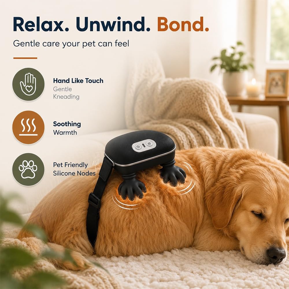 Automatic Pet Massager & Grooming Brush for Dogs & Cats, Stress Relief Tool