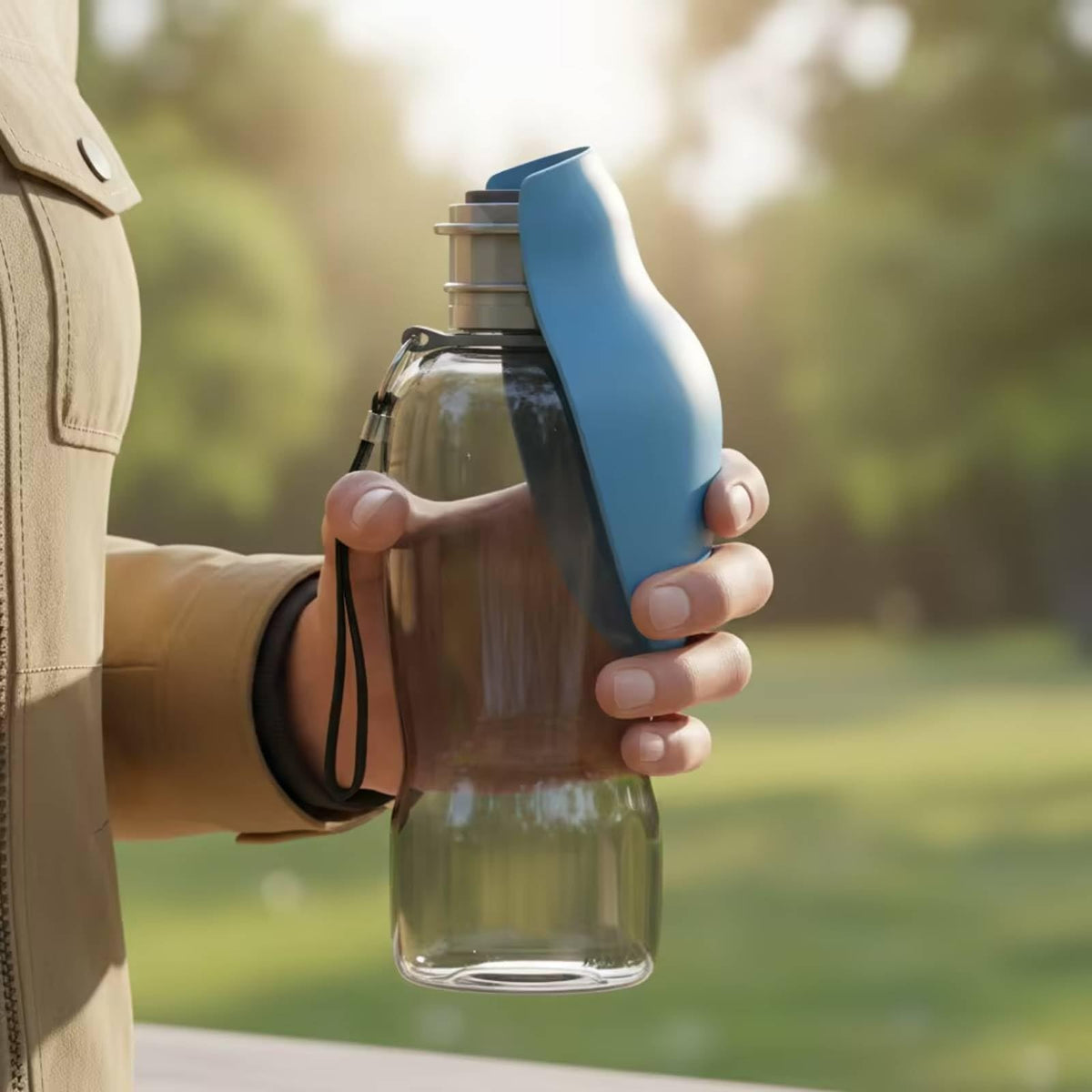 Portable Dog Water Bottle with Flip Lid for Outdoor Travel & Walks