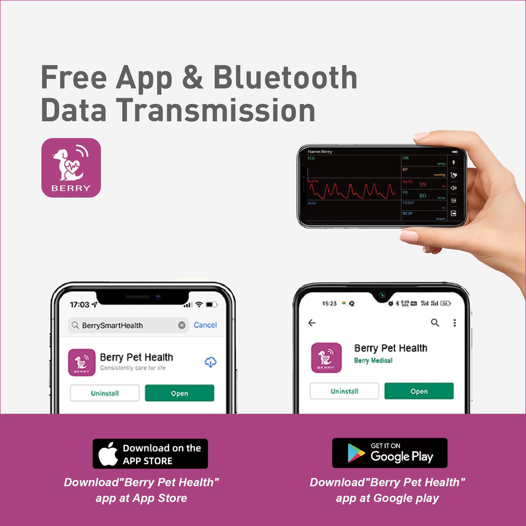 Bluetooth Pet Blood Oxygen & Pulse Rate Monitor with Tongue Probe
