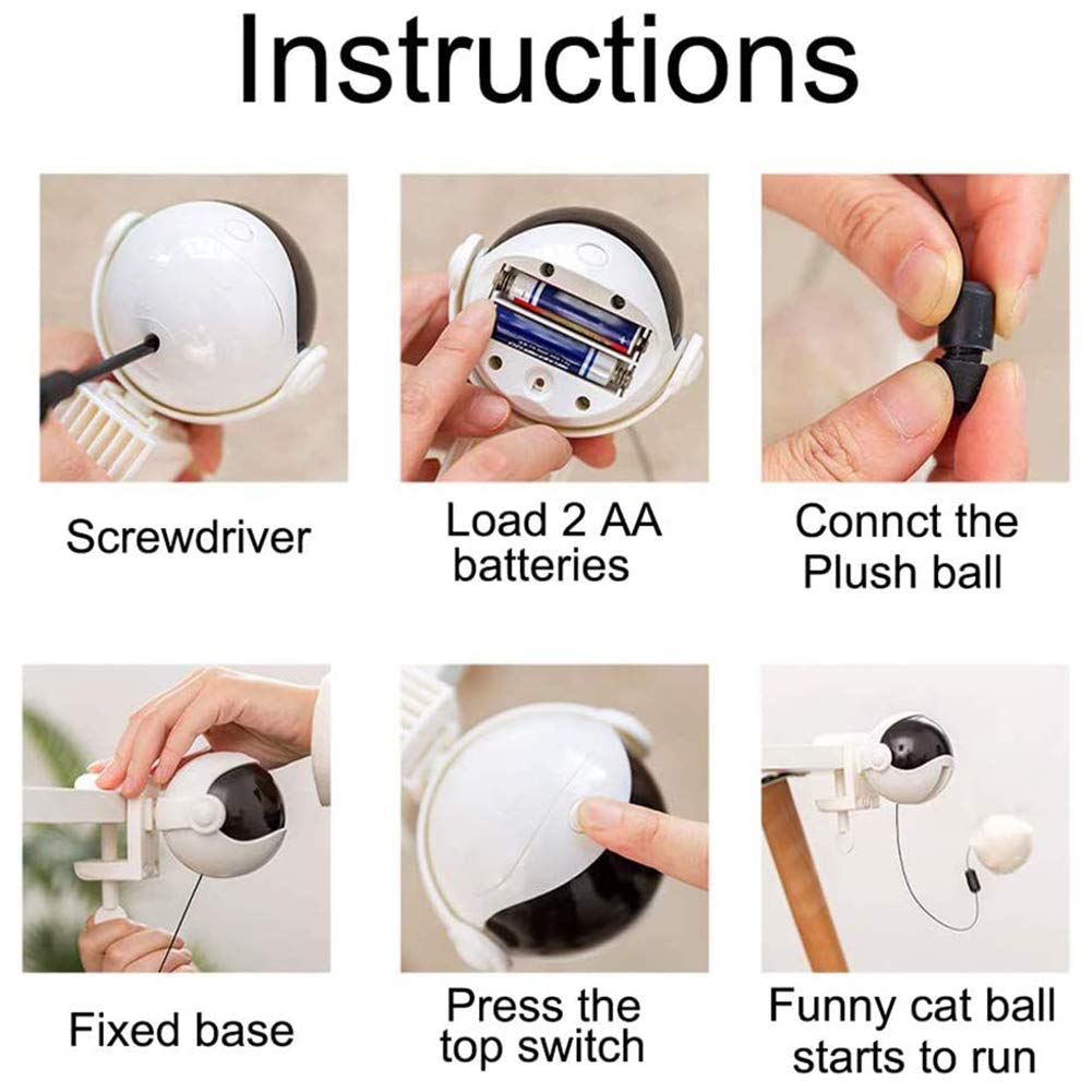 Automatic Interactive Cat Toy with Lifting Ball & Feather Stick