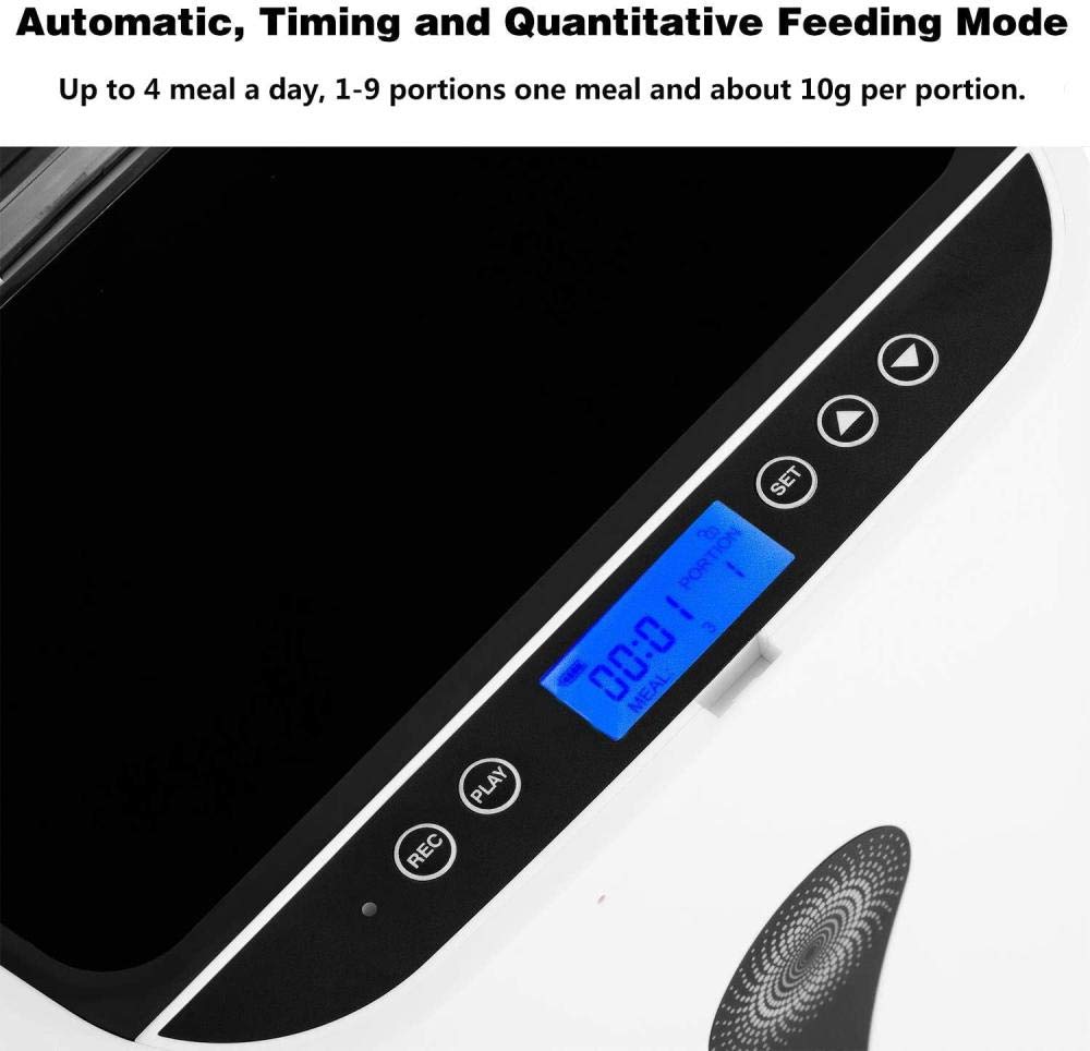 Smart Pet Feeder, 4.5 Liters, with Voice Recording Function.