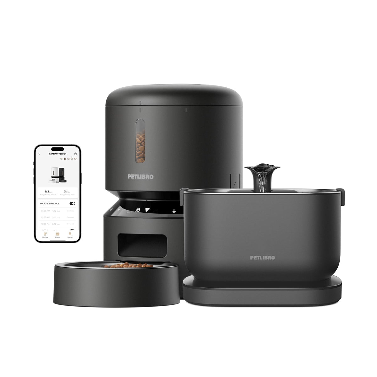Wi-Fi Automatic Pet Feeder & Cordless Water Fountain Set, 5L + 2.5L