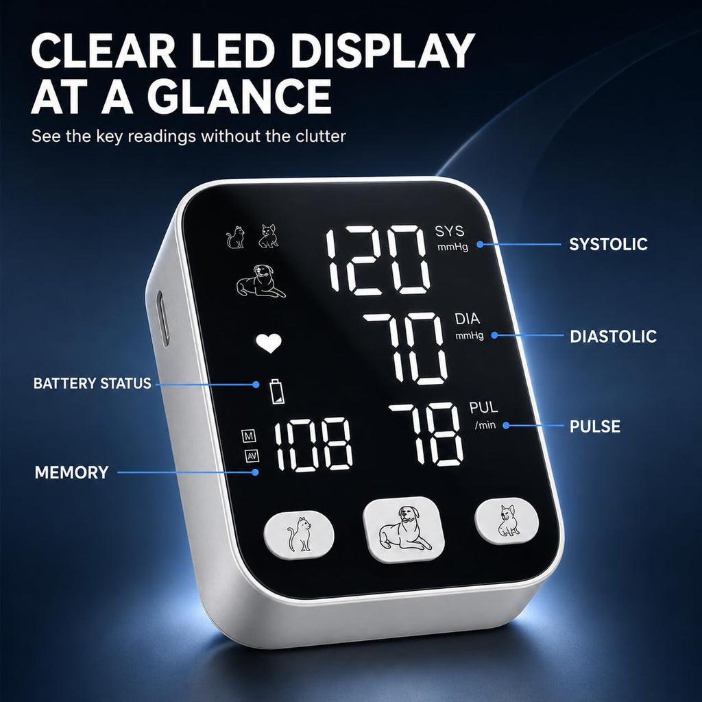 OWNQOBE Dog Blood Pressure Monitor, Digital Pet BP Machine for Dogs & Cats,