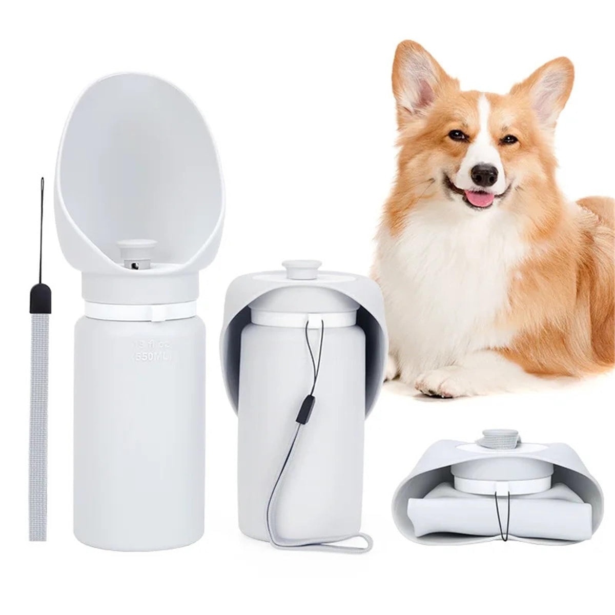 Portable Foldable Pet Water Bottle for Dogs and Cats-550ml Silicone Feeder