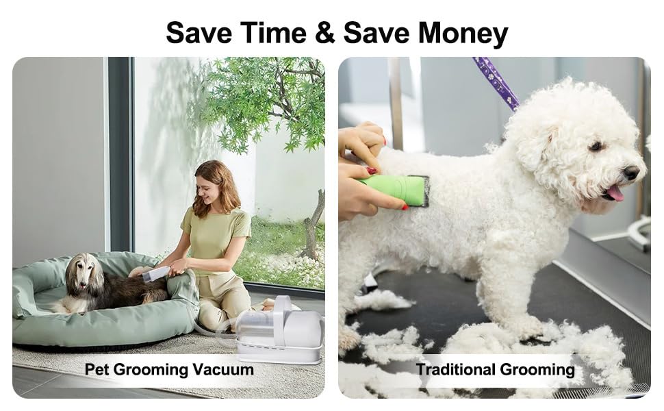Pet Grooming Vacuum Kit with Clipper, Nail Grinder & Deshedding Tools