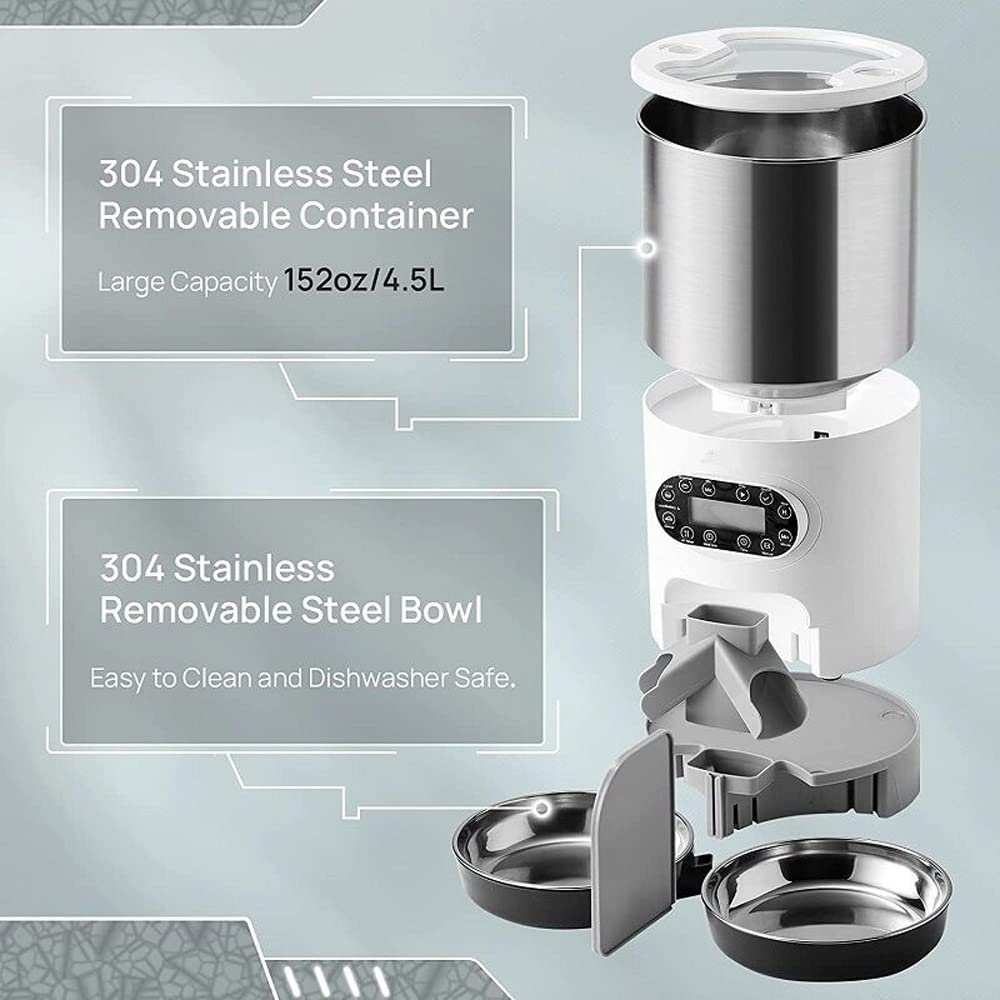 Smart Automatic Pet Feeder with 4.5L Food & 2L Water Dispenser for Cats & Dogs