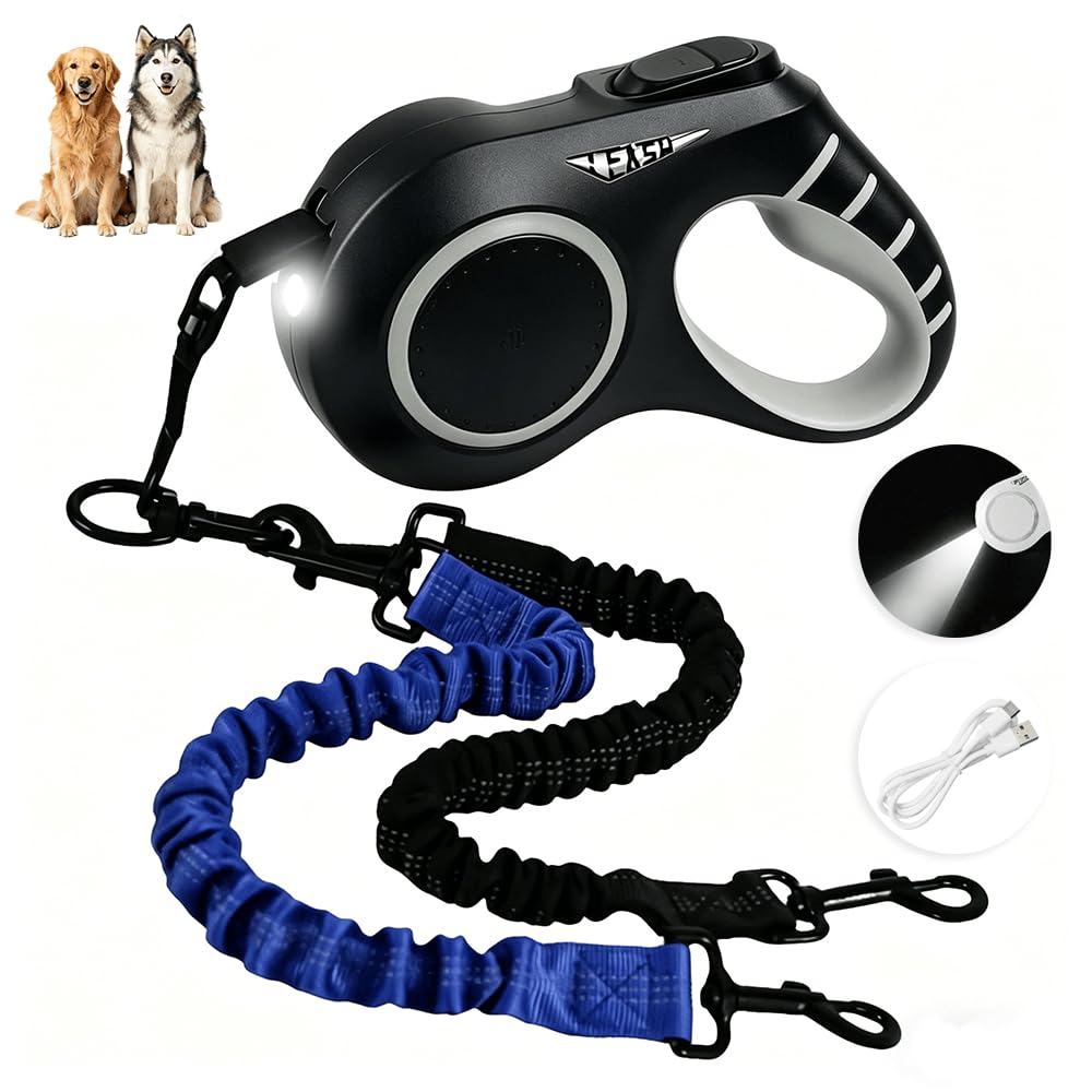 16.4ft LED Retractable Dog Leash with 360° Tangle-Free Design
