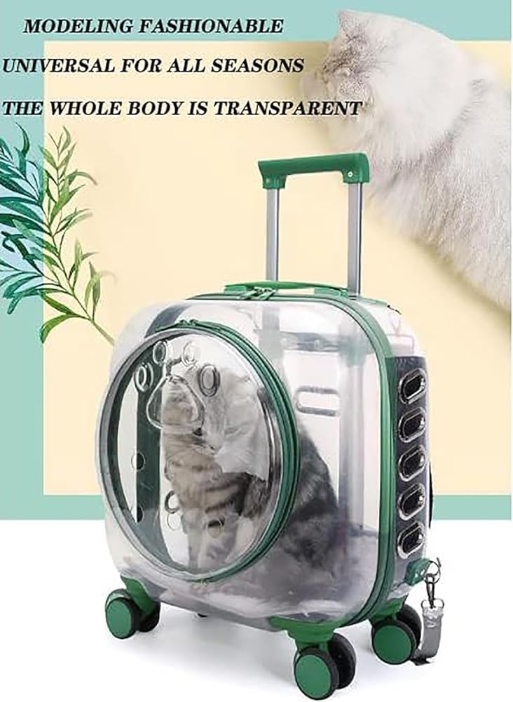 Clear Pet Trolley Carrier with Universal Wheels for Cats & Puppies