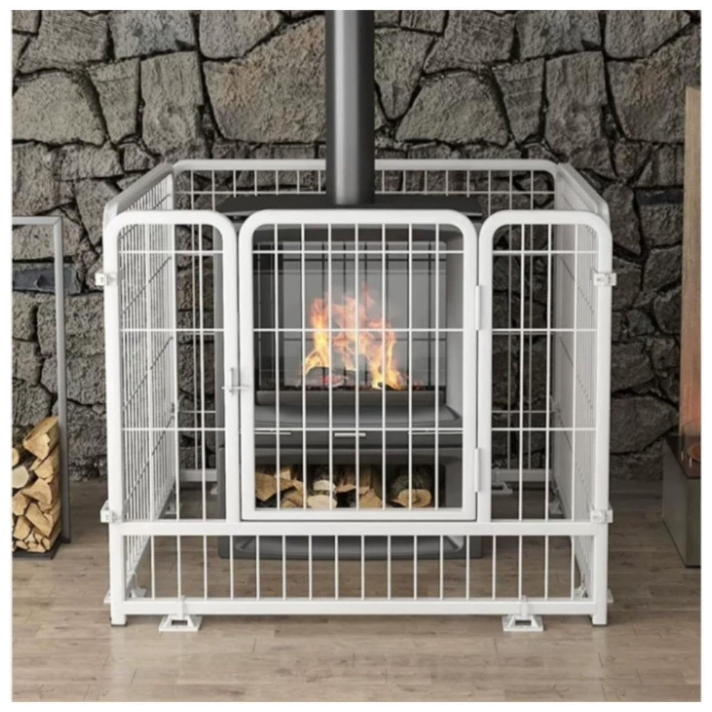Fireplace Safety Fence, Metal Play Yard for Pet/Dog with Door
