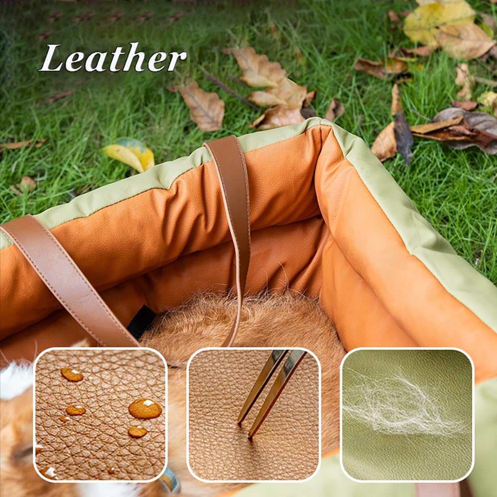 Leather Pet Car Seat with Non-Slip Washable Design for Long Drives