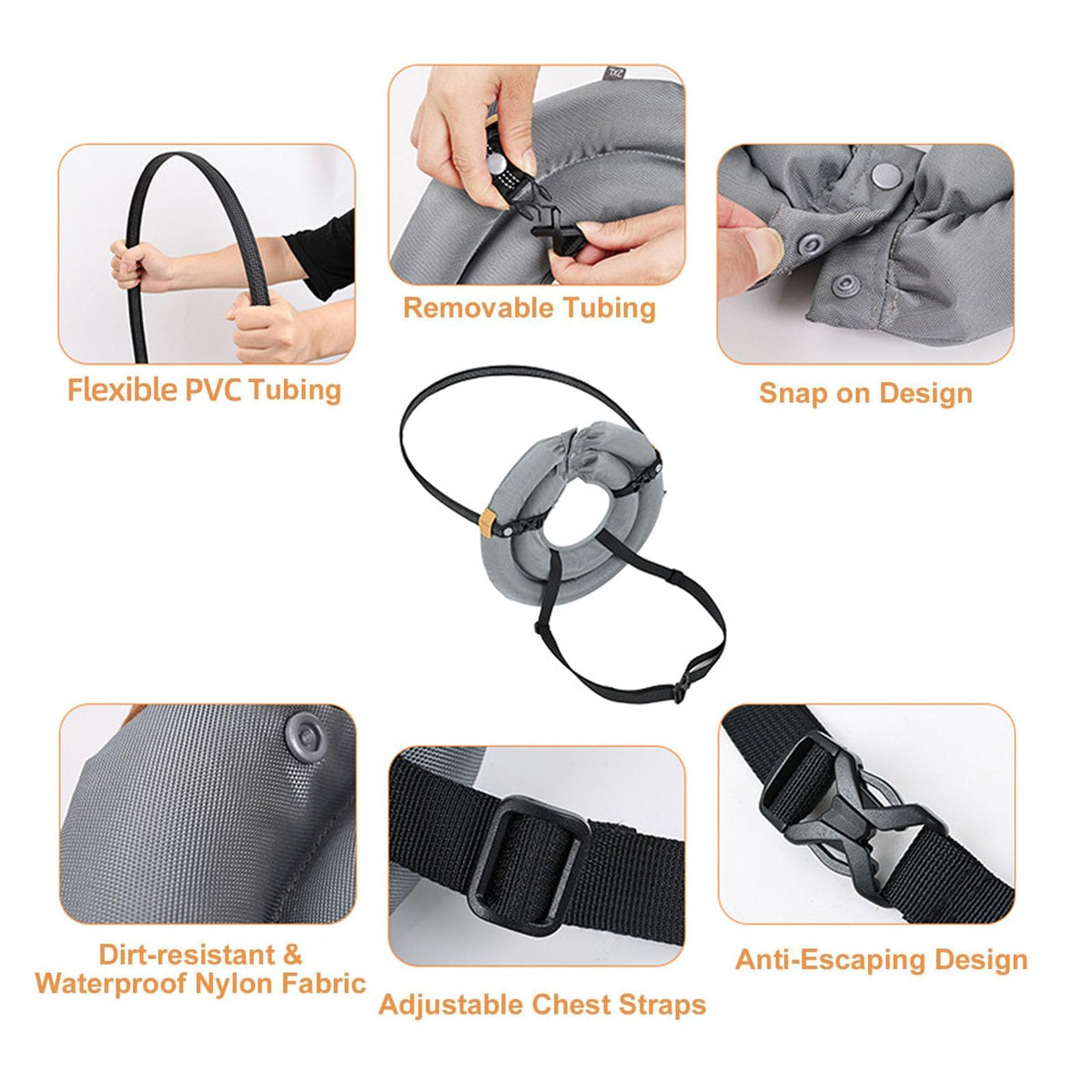 Blind Dog Harness Guiding Device with Adjustable Anti-Collision Ring