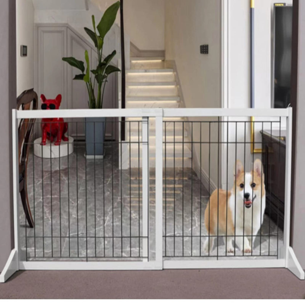 Freestanding Wooden Pet Gate for Doorways, Stairs & Indoor Spaces