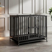 110cm Metal Dog Crate with Folding Design & Toilet Tray