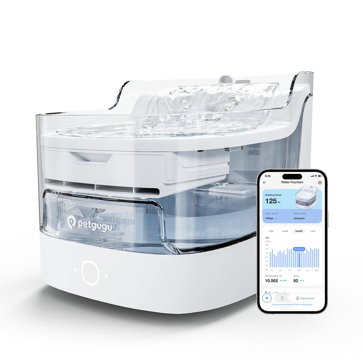 Smart Wi-Fi Pet Water Fountain with 8-Layer Filtration, 2L