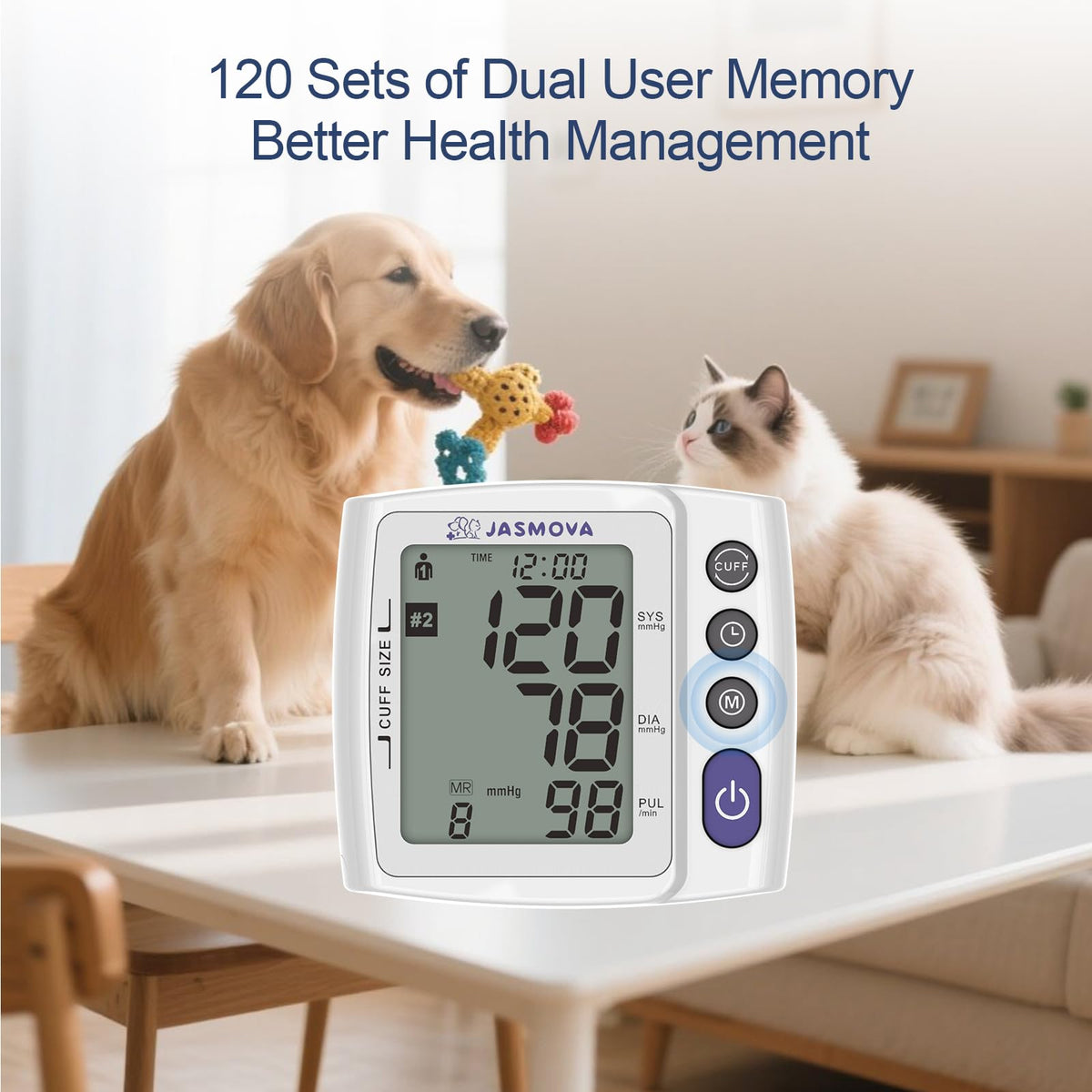 Wearable Pet Blood Pressure Monitor with Adjustable Chest Strap & LCD Display