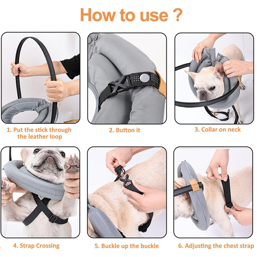 Blind Dog Harness Guiding Device with Adjustable Anti-Collision Ring