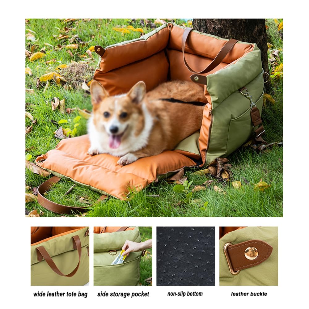 Leather Pet Car Seat with Non-Slip Washable Design for Long Drives