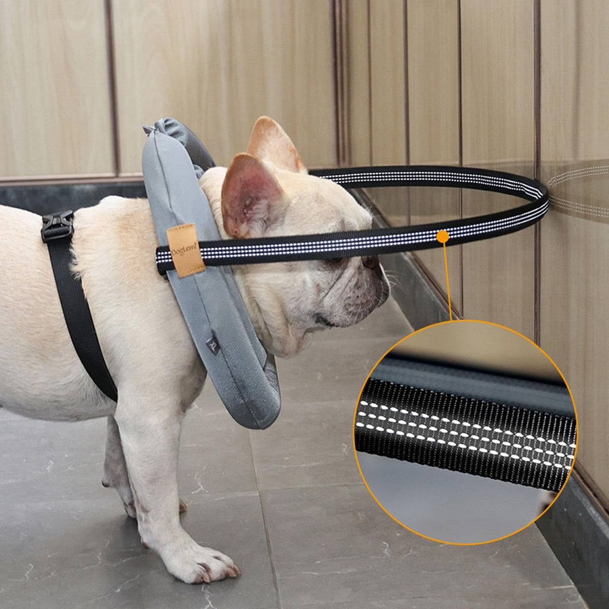 Blind Dog Harness Guiding Device with Adjustable Anti-Collision Ring