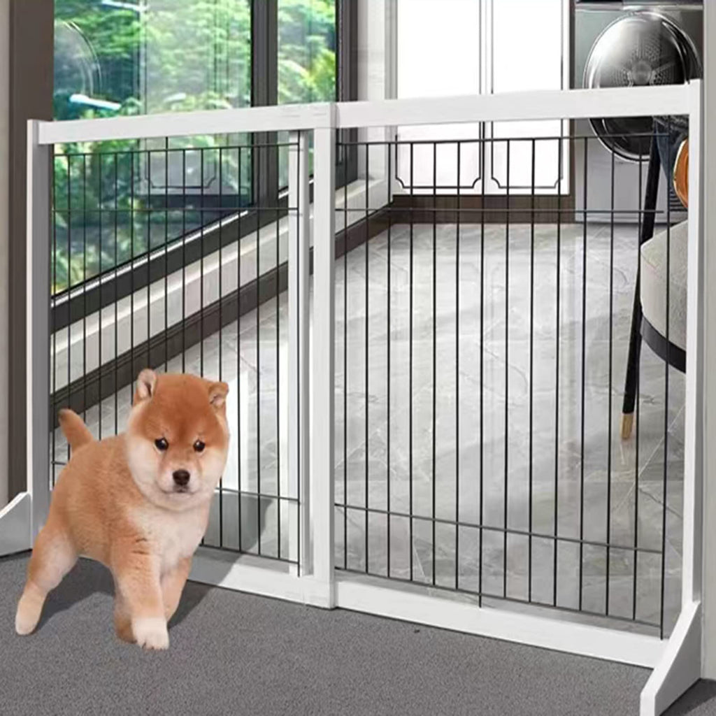 Freestanding Wooden Pet Gate for Doorways, Stairs & Indoor Spaces
