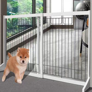 Freestanding Wooden Pet Gate for Doorways, Stairs & Indoor Spaces