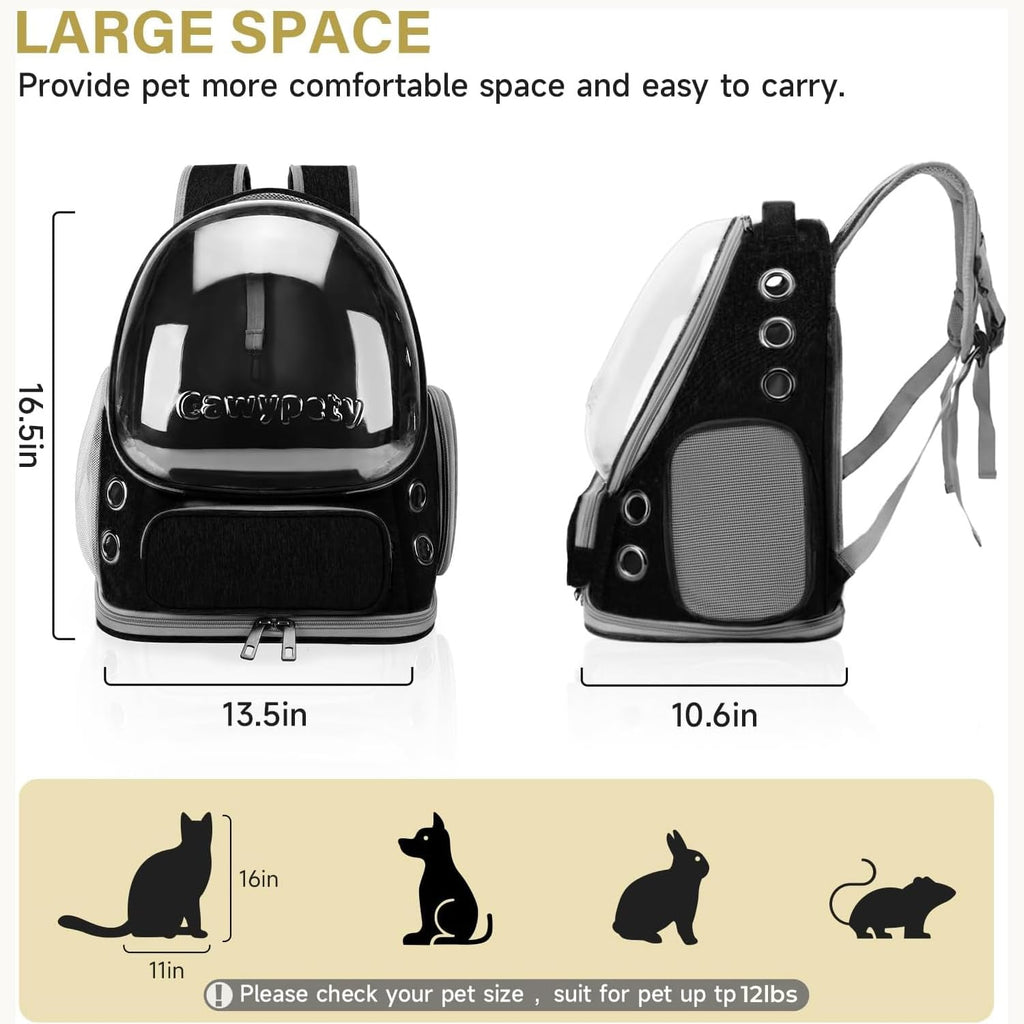 Transparent Cat Backpack Carrier with Breathable Design, Up to 15lbs