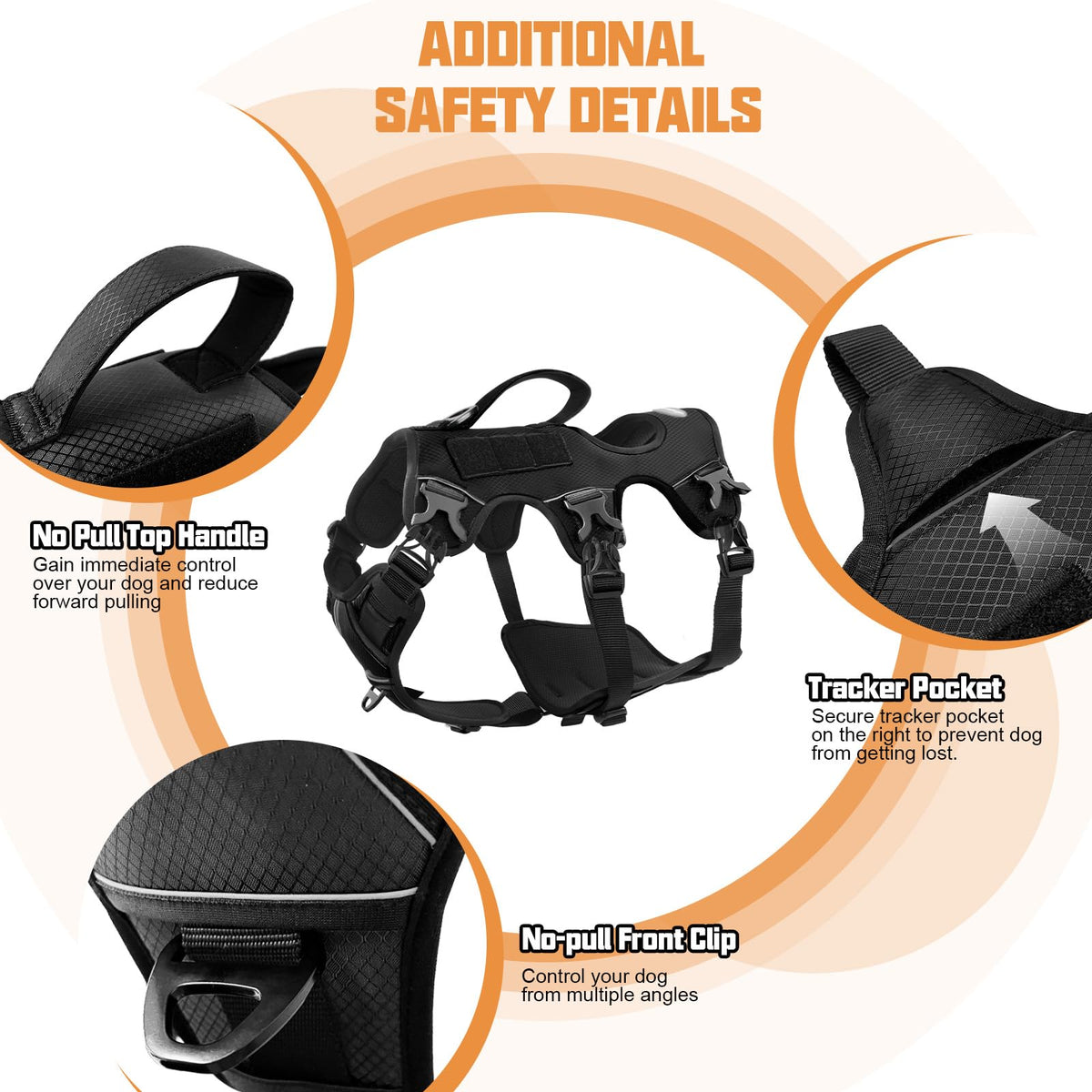 Escape-Proof No Pull Dog Harness with Reflective Padding & Handle for Large Dogs