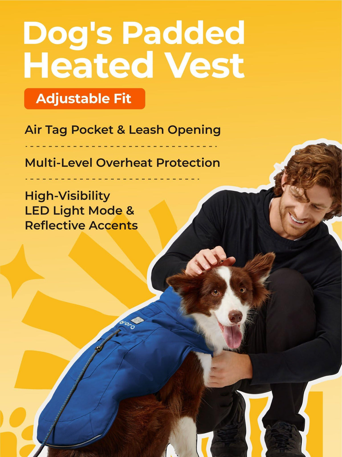 Heated Dog Vest with Battery & Reflective Strips, 4 Heating Zones